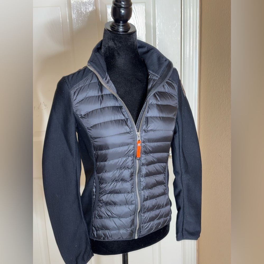 EUC Parajumpers Olivia Mixed Media Down-filled Fleece Jacket Black XS $385​​ - Picture 4 of 13